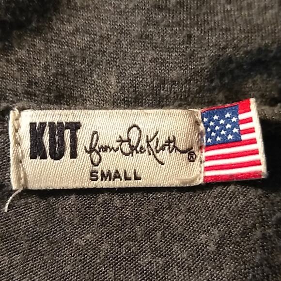 Kut from the Kloth Women's Split V Neck Top Gray Small - Picture 5 of 7